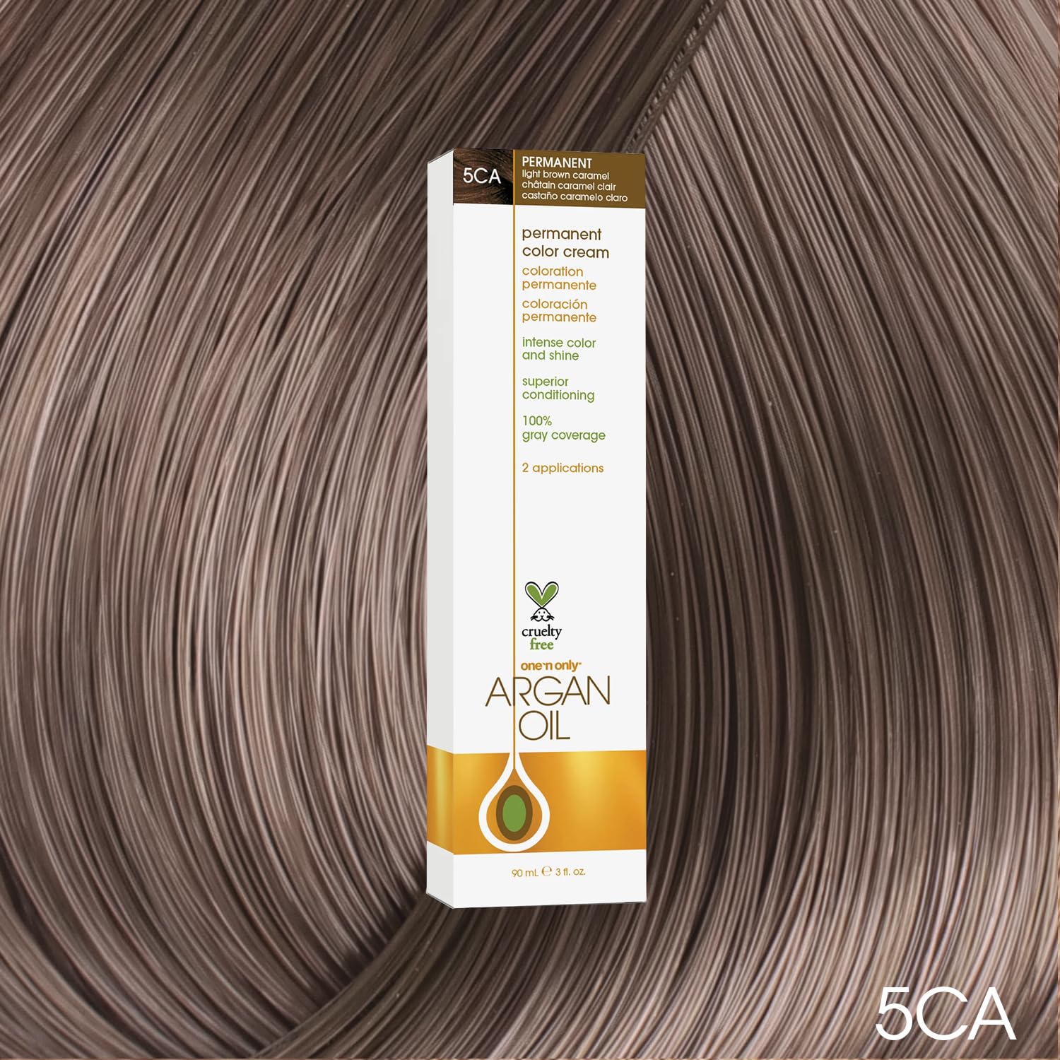 One N' Only Permanent Hair Color - Permanent Hair Dye Made with Argan Oil - Delivers Rich, Accurate Tones with Gray Coverage - Improves Moisture & Elasticity - 5CA Light Brown Caramel (3 oz)