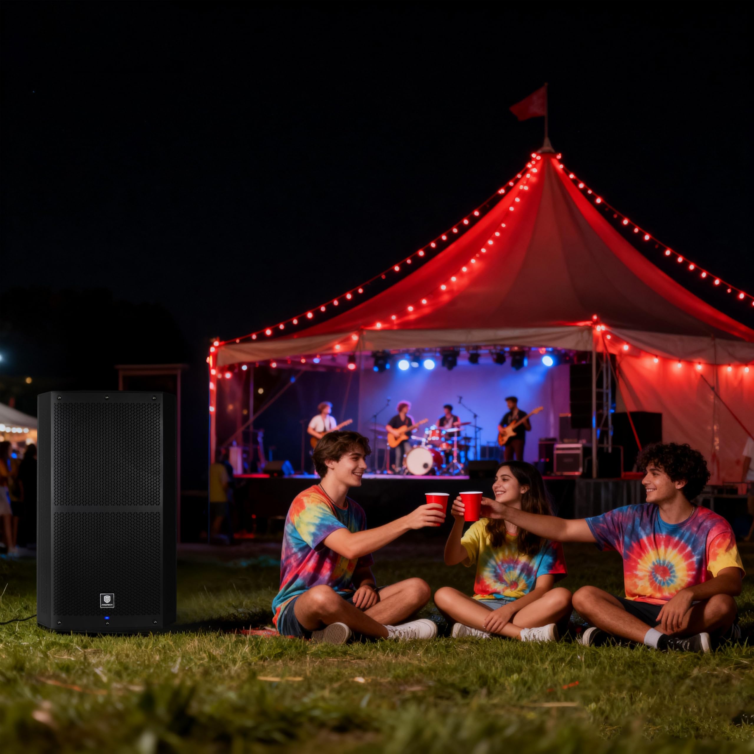 PRORECK SP-15 38 cm (15 Zoll) 1400W P.M.P.O Aktiv-Bühnenmonitor mit 3-Kanal-Eingängen, Bluetooth & DSP – PA-Box für Kirche/Hochzeit/Konferenz/Veranstaltungssaal