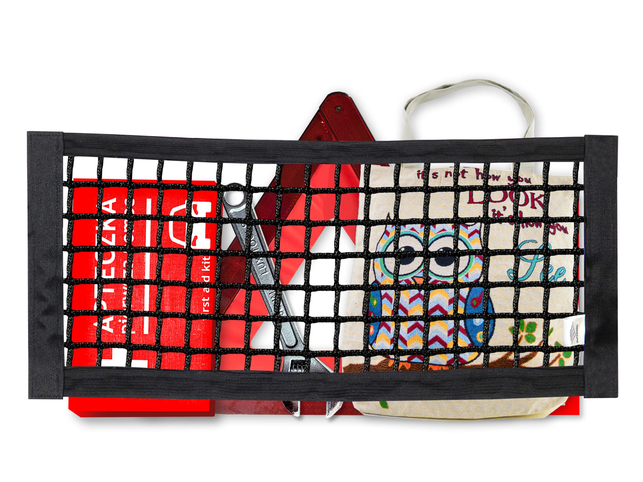 Poche Agrippante Multi-usage 2 Sacs Filet TrunkExpert 20x40cm Avec Scratch - Organisateur Coffre Voiture, Rangement Mural Multi-usage Filet Rangement Coffre