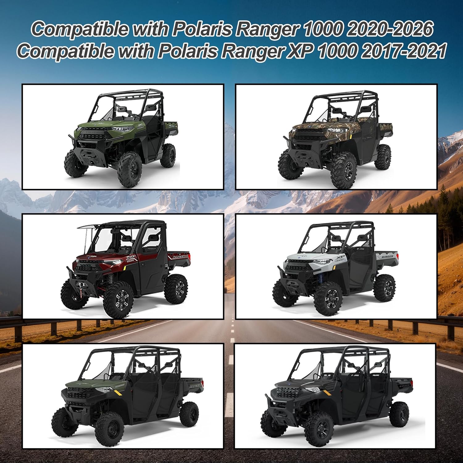 ESMING 1680D UTV Seat Covers for Polaris Ranger 1000 2020 2021 2022 2023 2024 2025 for Polaris Ranger XP 1000 2017 2018 2019 2020 2021 protector accessories, Waterproof Heavy Duty Oxford Fabric -Black