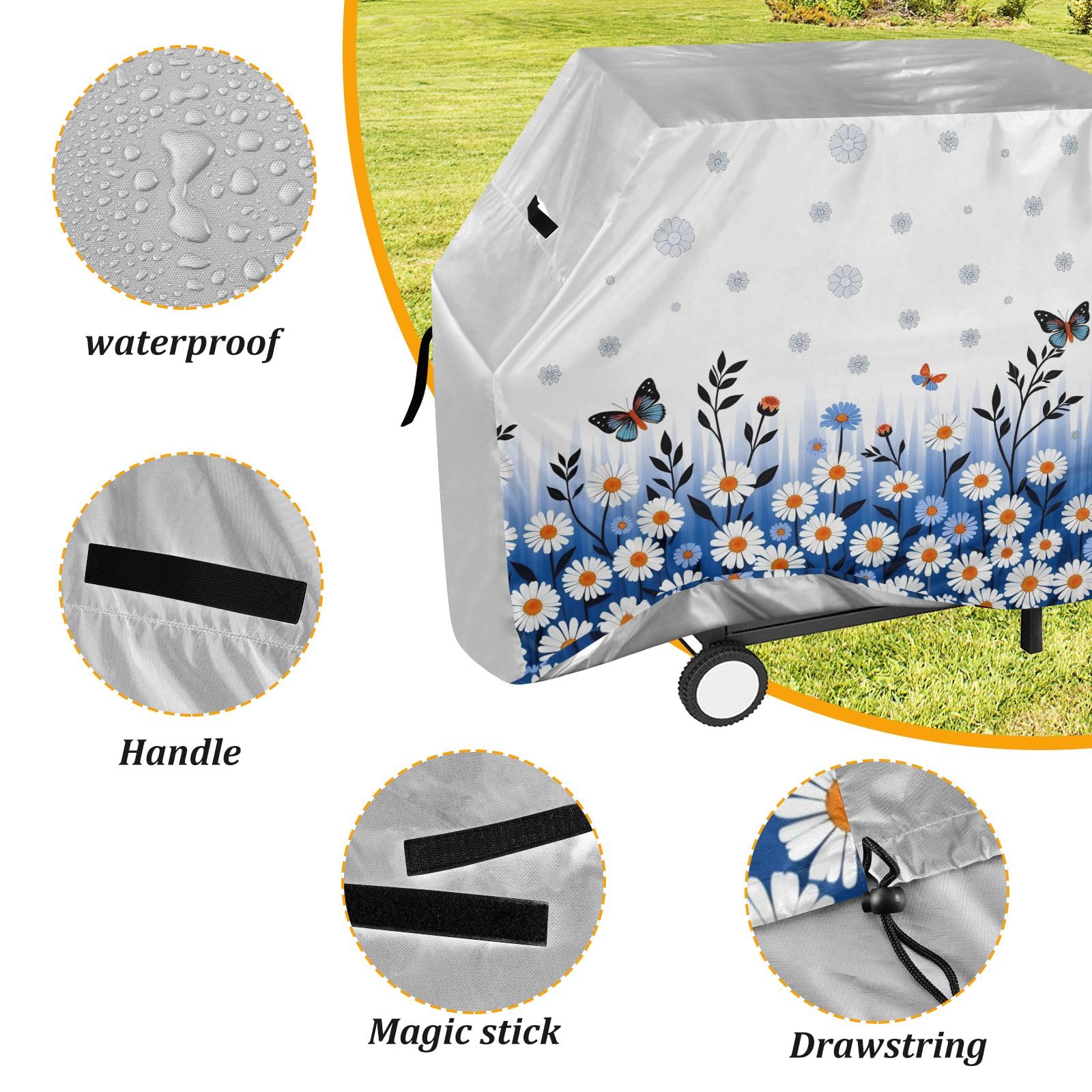 Daisy Blue - Funda para barbacoa impermeable y resistente al aire libre