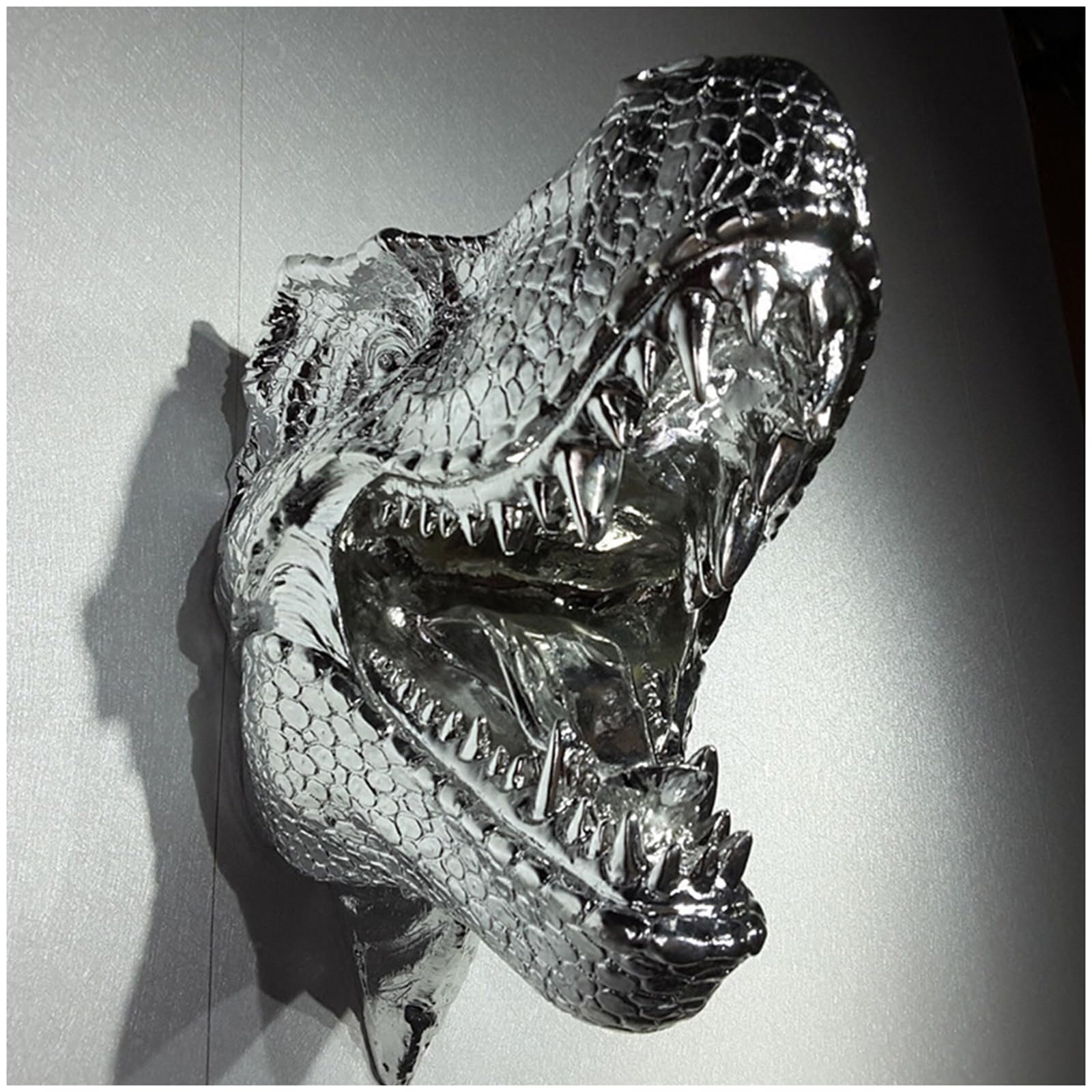 YXCQHZM Swarling Ogromny Tyranozaur Rex montowany na ścianie - głowa T-Rex wisząca figurka - 38 cm rzeźba głowy dinozaura - do dekoracji ścian