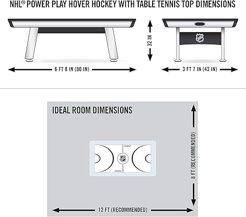 Miniatura 10 de Juego de mesa de juego de hockey de aire con parte superior de tenis de mesa, NHL de 80 pulgadas, Power Play 2 en 1, estilo arcade, puntuador