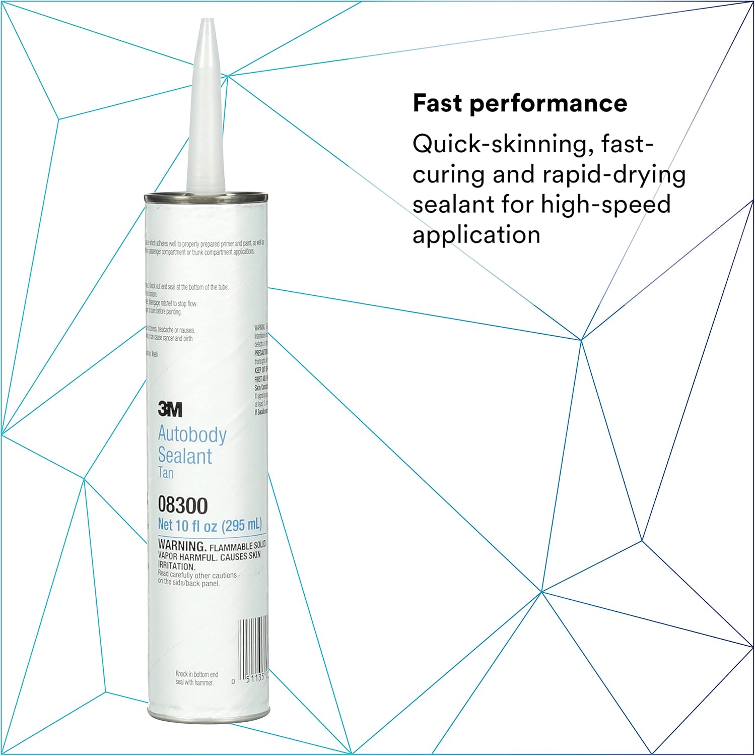 3M Ultrapro Autobody Sealant, 08300, Tan Color, High-Solids, Heavy-Bodied, Fast-Curing, Solvent-Based, 1/10 gal/10 fl oz Cartridge