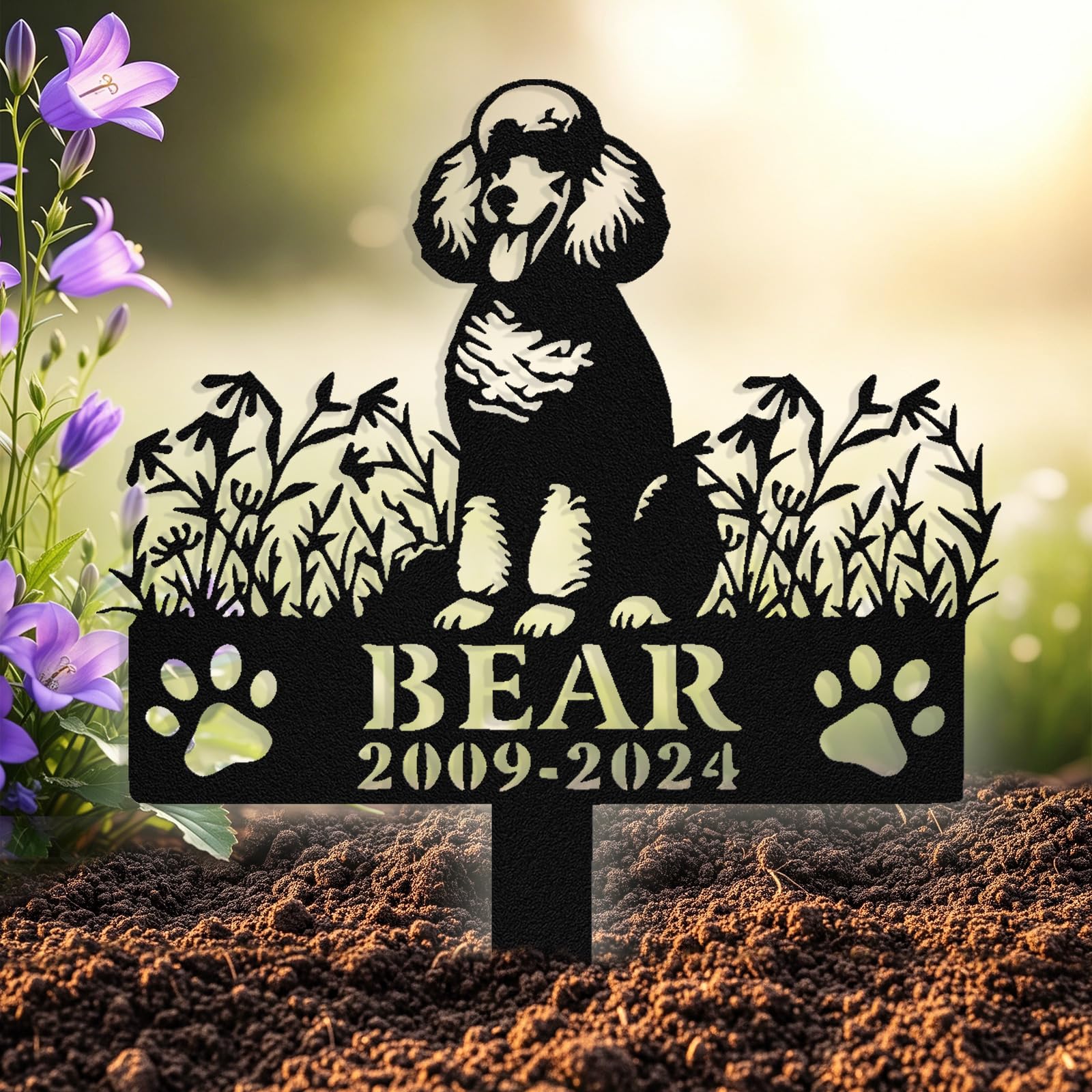 Custom Dog Grave Marker Outdoor, Personalized Metal Pet Memorial Grave