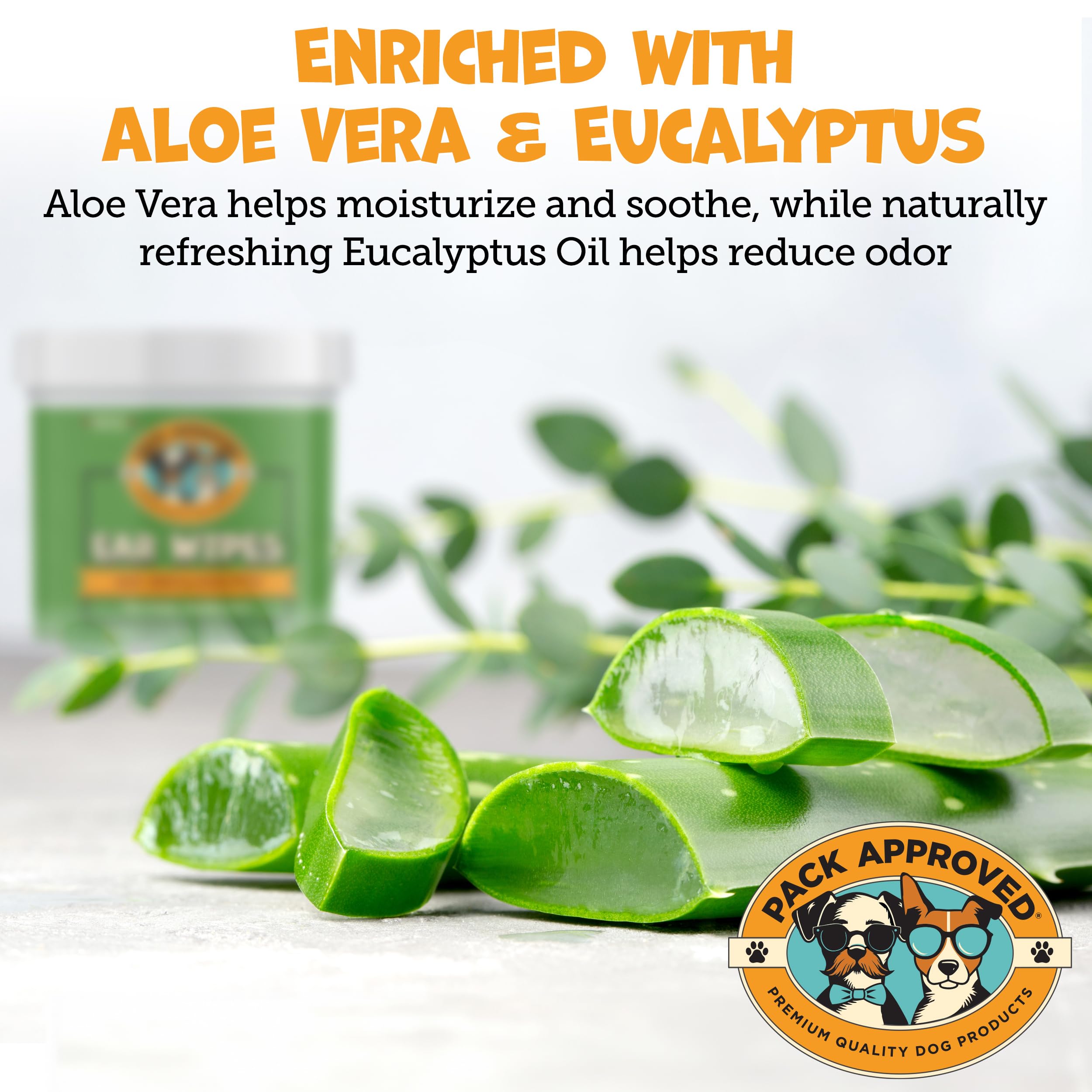 Ear Wipes for Dogs with Aloe Vera & Eucalyptus - Gentle Ear Cleaner for Dogs to Help Remove Wax and Odor - Convenient and Mess-Free Cleaning Pads for Dirty, Itchy Ears - 100 Wipes - image 4