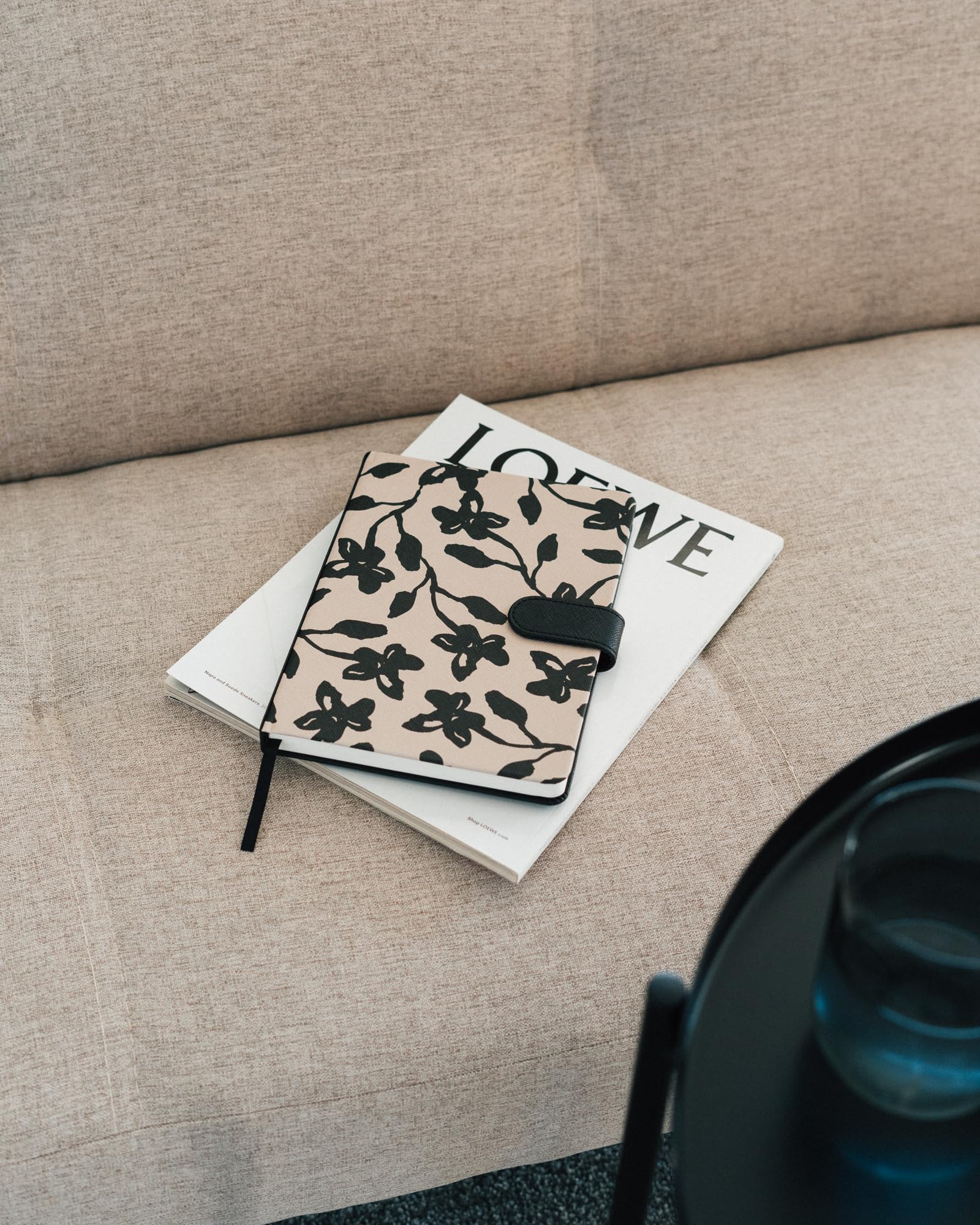 Kokonote Notebook A5 - Luxe Midnight Dahlia - Faux Leather Notebook A5, Dotted Notebook, Journal Notebook, A5 Sketchbook, A5 Notebook Hardback/University Stationery, Cute Stationery