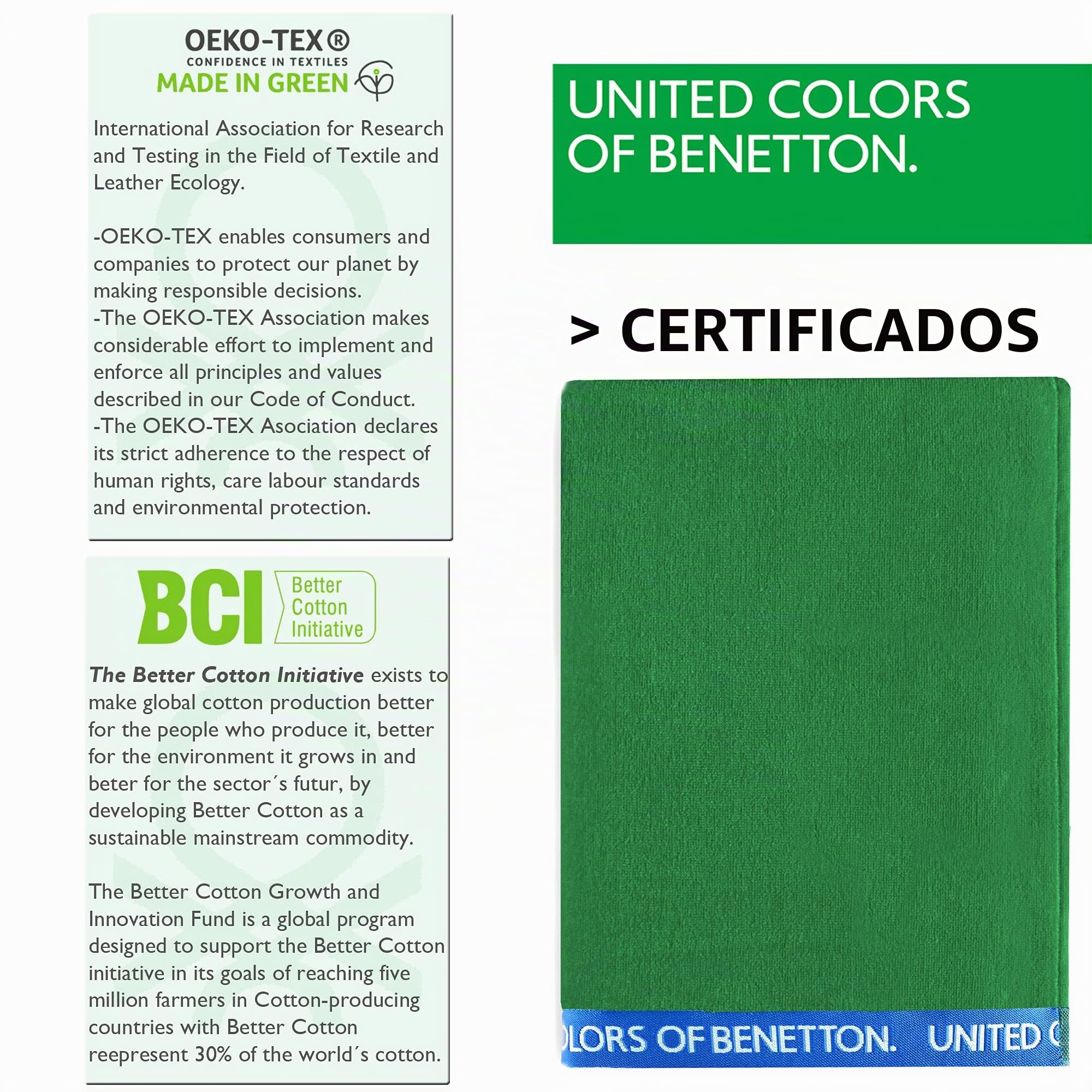 UNITED COLORS OF BENETTON, SET 2 TOALLAS DE PLAYA 90X160CM 380GSM VELOUR 100PercentALGODON CASA BENETTON, Verde + Amarillo, 90x160 c/u