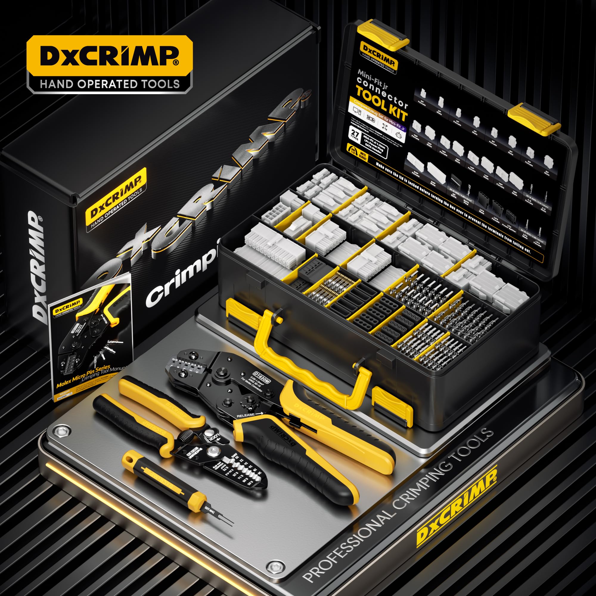 DxCRIMP Mini-Fit Jr 4.2mm Crimping Tool Kit (2-24 Pin) with SATA
