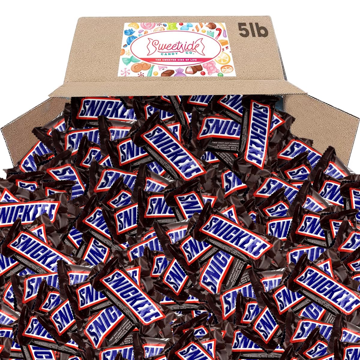 Snickers Candy Bars - Bag of Snickers Fun Size Easter Candy Bars - Individually Wrapped Snickers Bars - Bulk Candy, Valentine's Candy, Halloween, Birthday Party Favors (5 LBS)