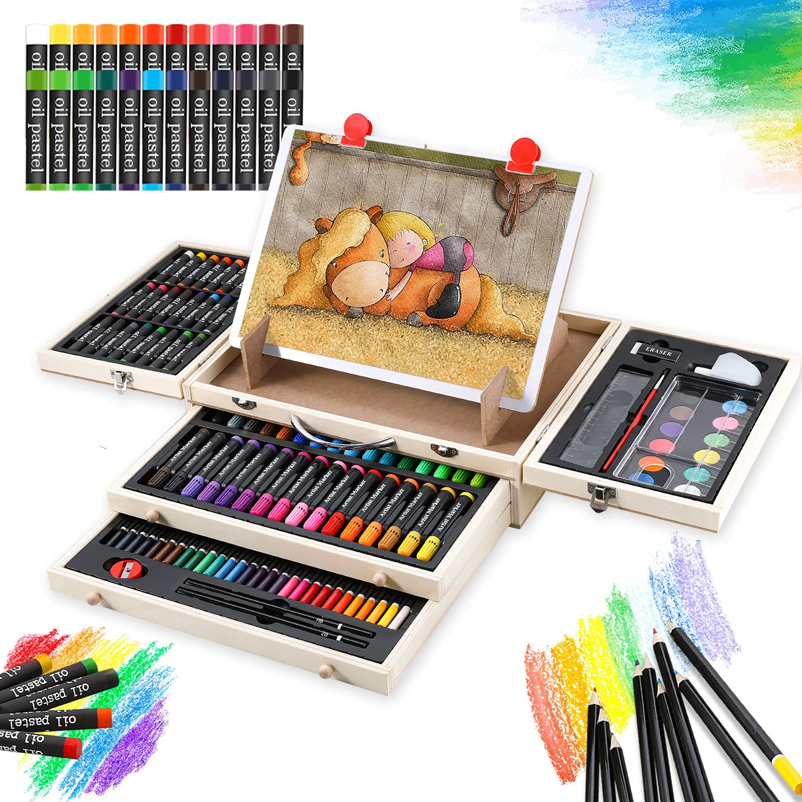Art Supplies, 108Piece Art Set with Drawing Easel, Deluxe Art Kit in