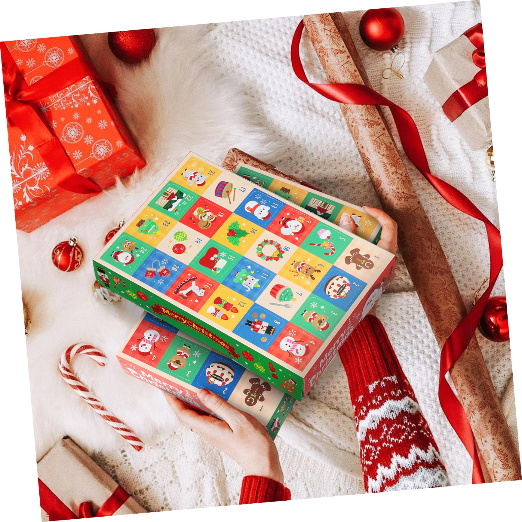 Zerodeko 10 Piezas Caja de Obsequio Navideña de Cajas de Dulces para Fiesta de Regresiva Vacías para Calendario de Adviento de Navidad