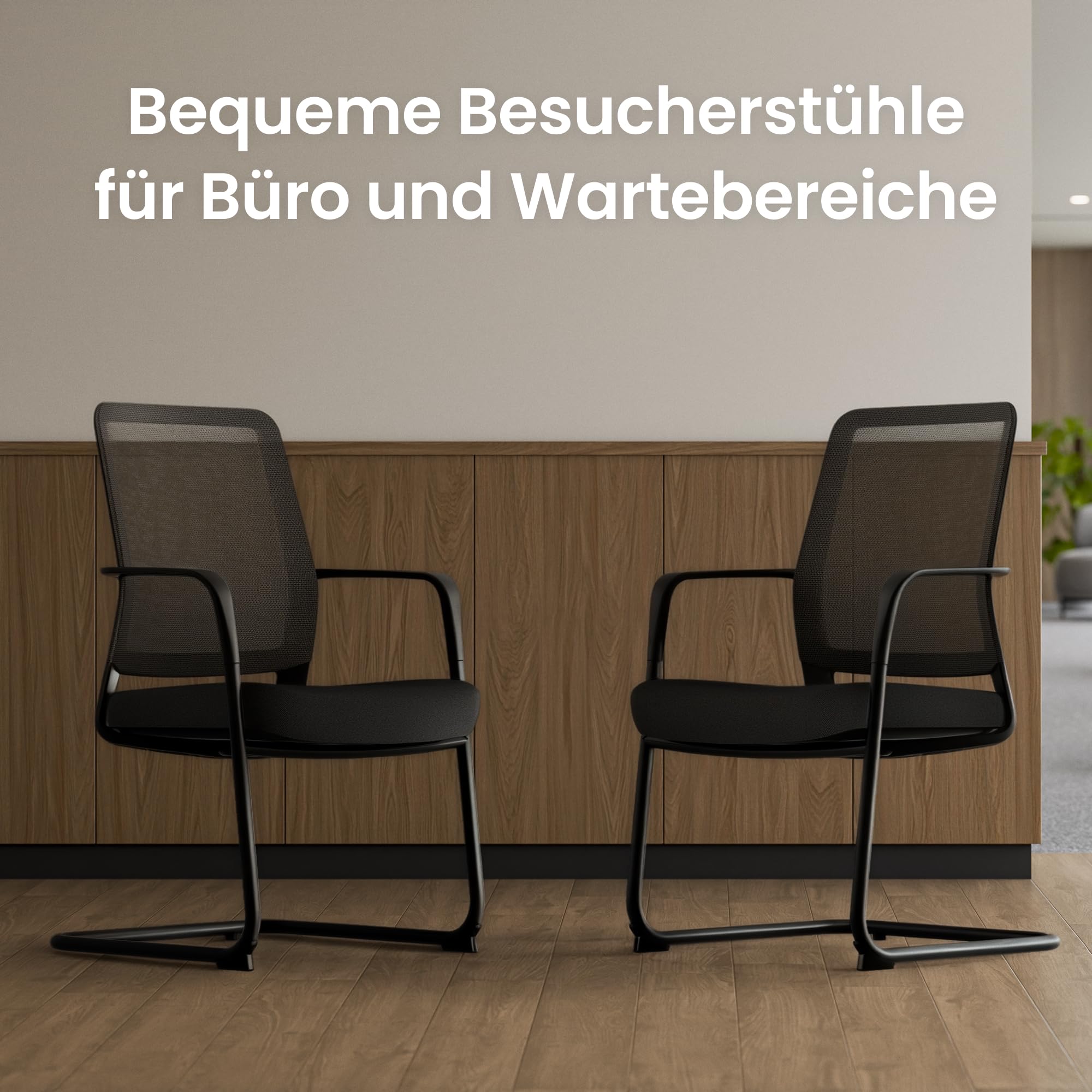 Ergotopia Besucherstuhl Freischwinger Stuhl Konferenzstuhl mit Armlehnen – Komfortabler Sitz für Wartezimmer, Besprechungsräume & Esszimmer