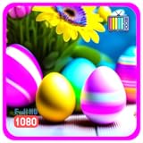 春のイースターの輝き-火のテレビのための天気＆時計と活気に満ちた卵のコレクション＆季節の喜び