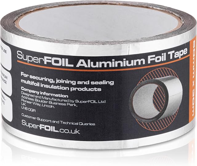 SuperFOIL Aluminium Foil Tape - Heavy Duty Sticky Foil Tape for Sealing Seams and Edges 50mm x 30m