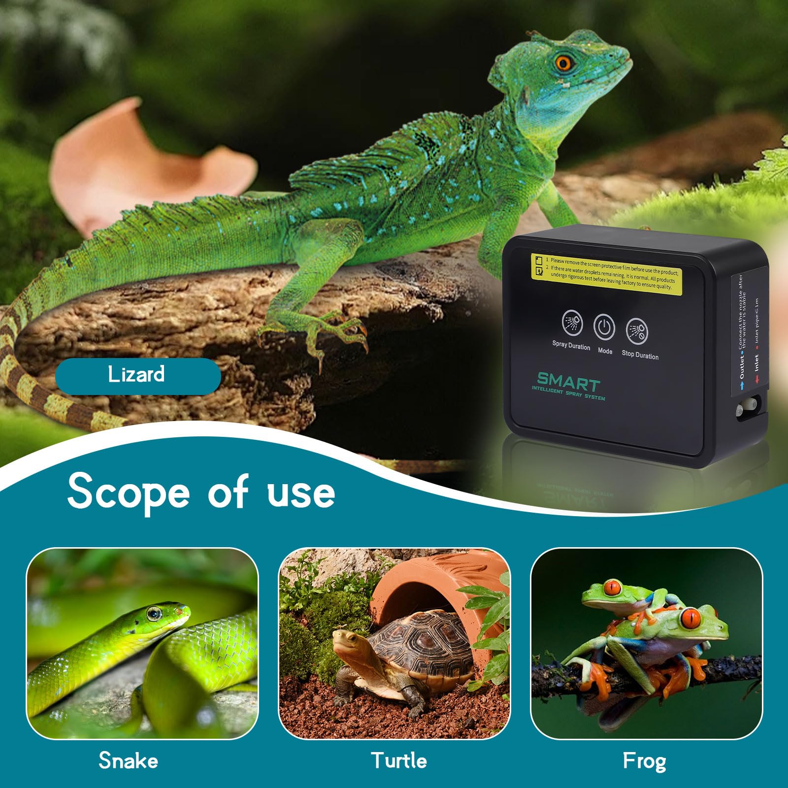 CPROSP Brumisateur Terrarium Reptile, Système de Brumisation avec Minuterie et Buse est Réglable à 360°, Humidificateur Terrarium pour Les Reptiles Amphibiens, Plantes et Fleurs