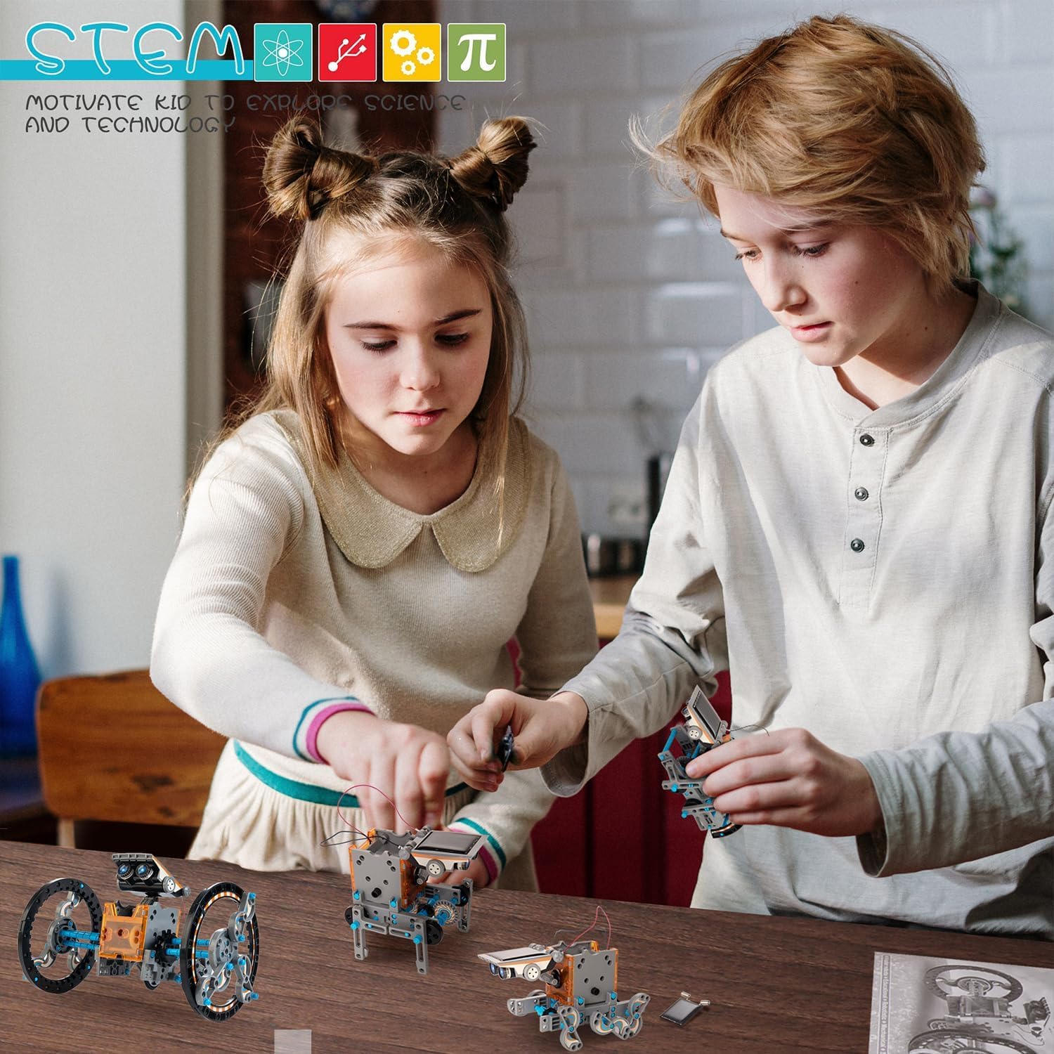 KIDWILL Solar Roboter Set, Experimente Spielzeug für Kinder ab 8 9 10 Jahre, 14in1 Roboter Bausatz STEM Spielzeug Elektronik Baukasten Lernspielzeug Geschenk für Jungen Mädchen