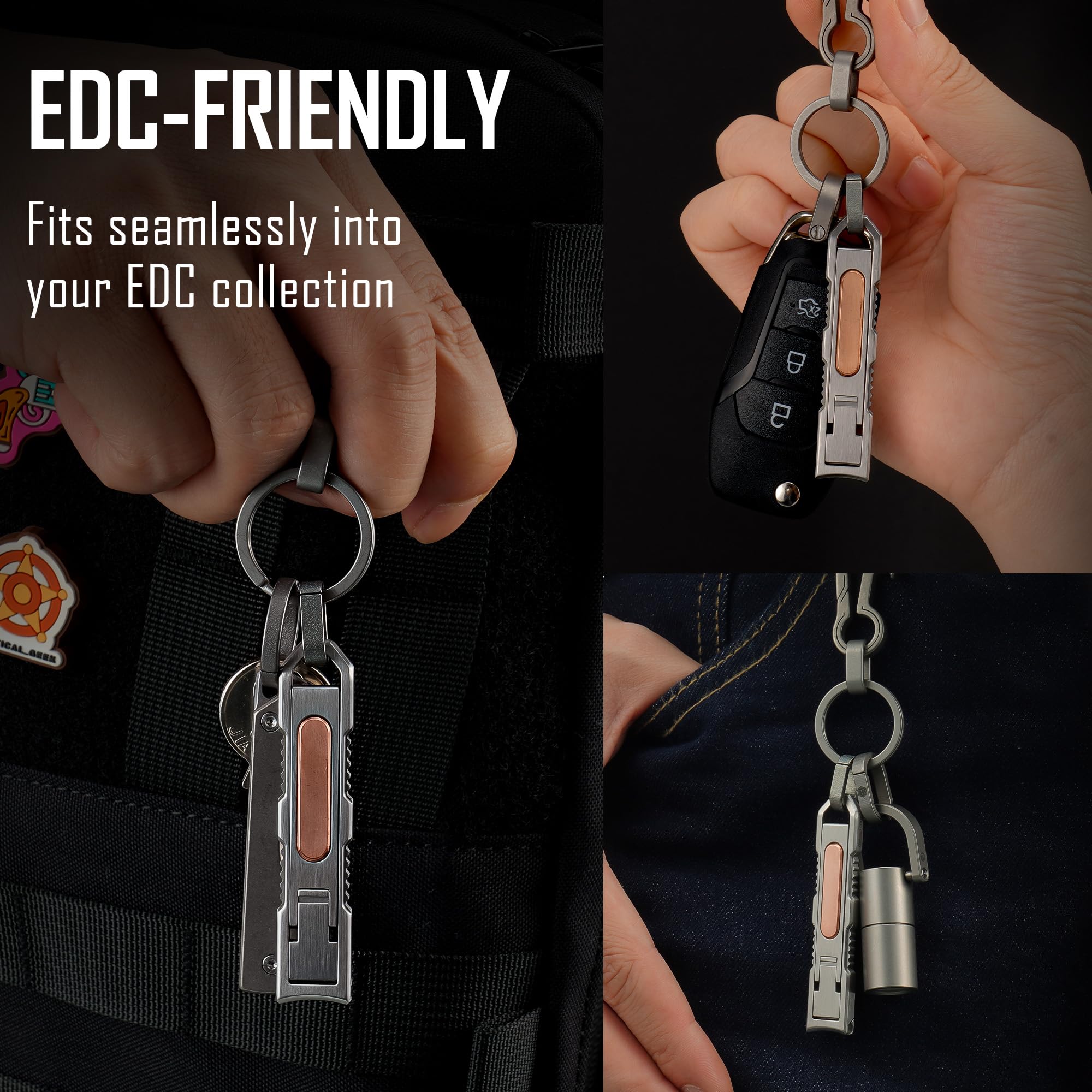 KeyUnity KN00 Składany obcinacz do paznokci EDC z pilnikiem, zakrzywiony obcinacz do paznokci, niemiecka stal nierdzewna 4116 do podróży i codziennego noszenia