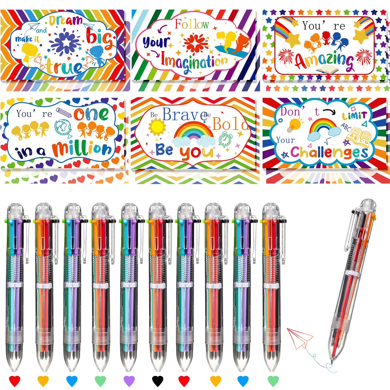 Ctosree 60 Pieces Back to School Gift Set Back to School Cards with Motivational Ballpoint Pen Welcome Greeting Cards Bulk Inspirational Classroom Postcards for Teachers Student Classroom Supplies