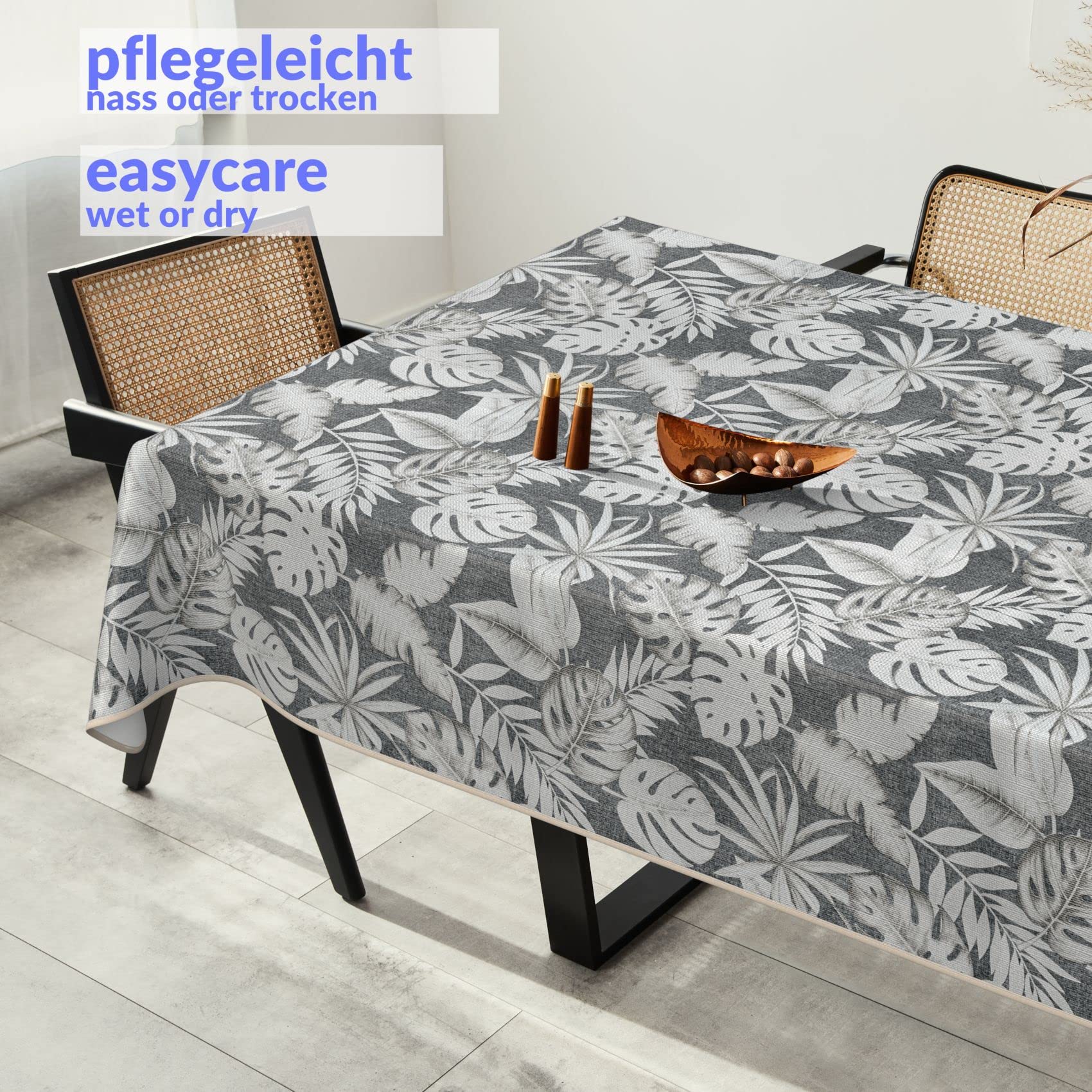 Nappe Toile Cirée Lavable - Rectangulaire 180x140 Cm - Intérieur/Extérieur - Bord Ourlet