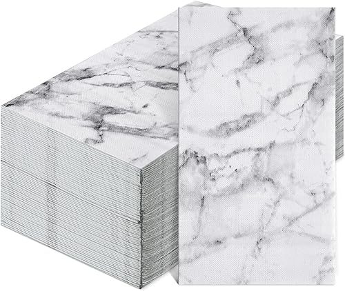 Zonon 200 toallas de mano de papel para baño, toallas de invitados de mármol desechables, servilletas decorativas de papel para invitados,