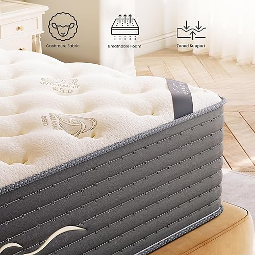 Miniatura 4 de TXO Colchón híbrido King de 12 pulgadas en una caja, doble cara, firmeza media y firme, colchón de espuma viscoelástica de gel refrescante, resortes