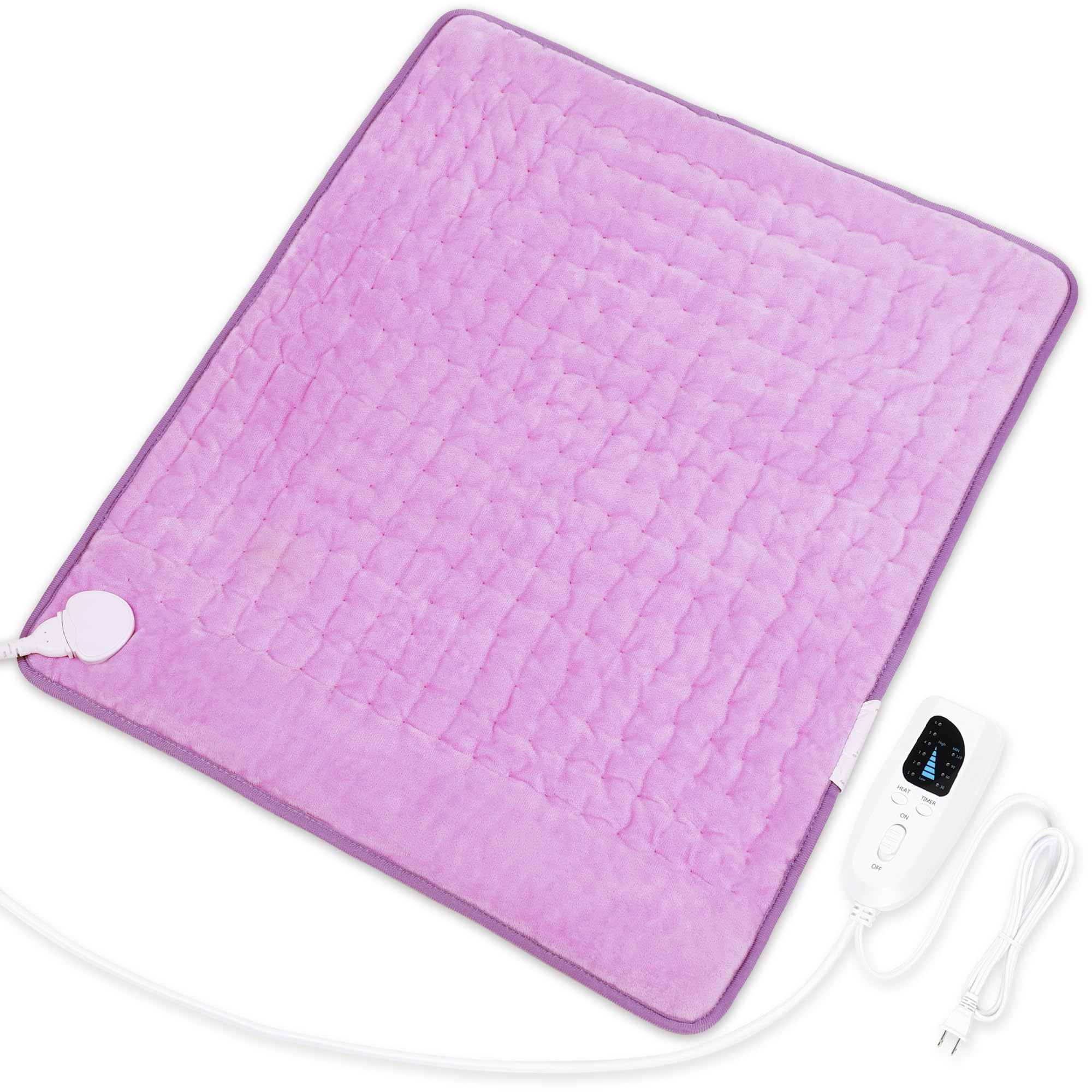 Deepsoon Electric Heating Pad,6 Heat Settings for Office Home (Lightpurple,24"x20"),Heating Pad for Back Shoulders Abdomen,Timer Settings and Auto Shut Off,Birthday Gifts for Women Men