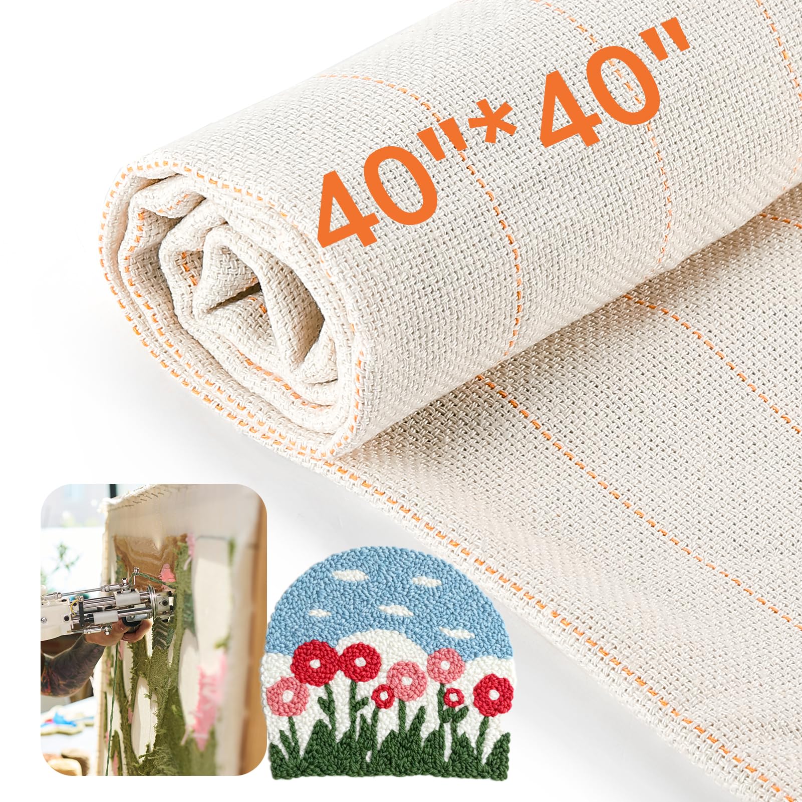 Pllieay 40" x 40" Large Overlocking Primary Tufting Cloth, Monks Cloth