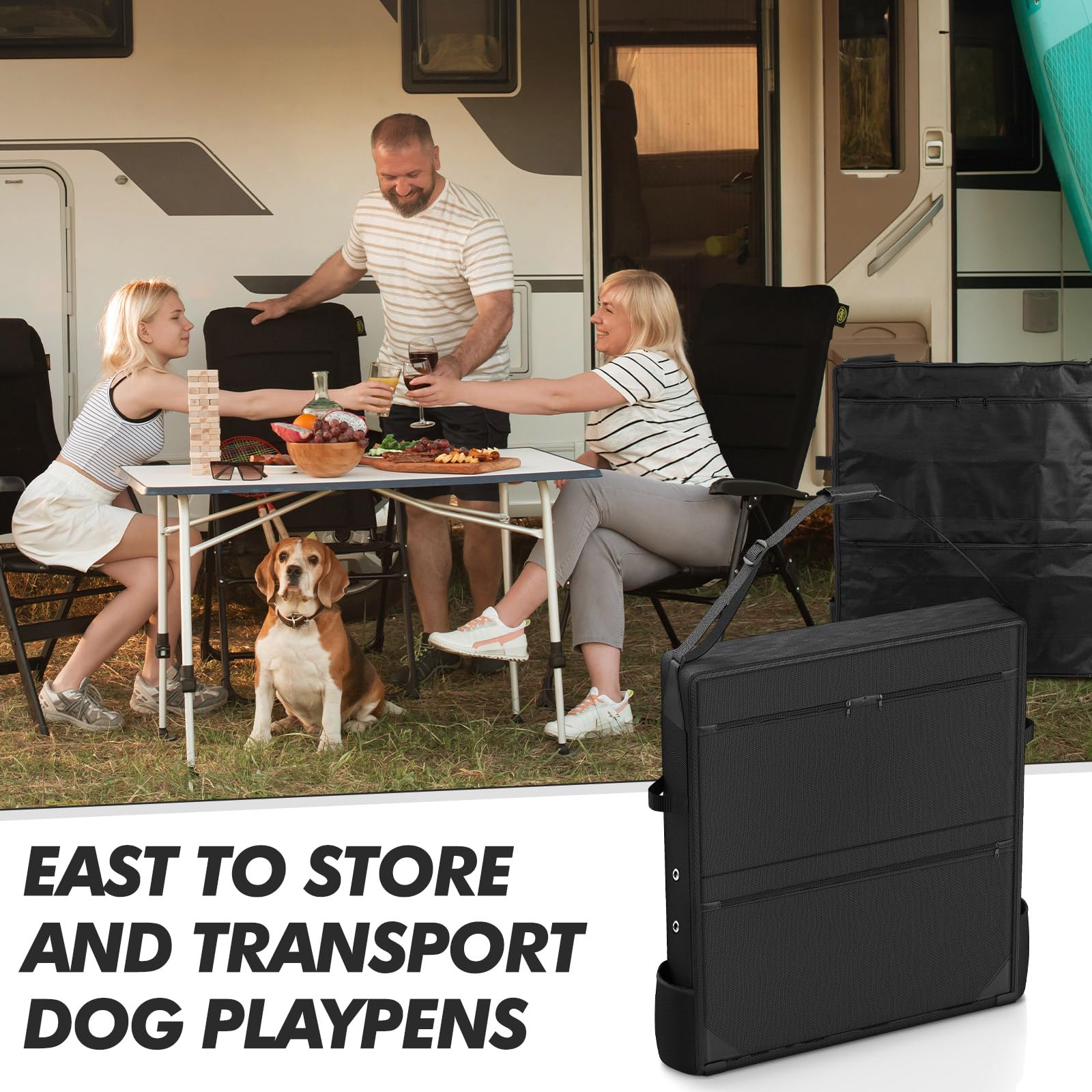 81,3 cm Hunde-Laufstall-Aufbewahrungstasche mit Pfahltasche, Hundezaun-Tasche, geeignet für faltbares Haustier-Laufstall, wasserdicht, entworfen für Wohnmobil-Ausflüge, passend für 8 Paneele,