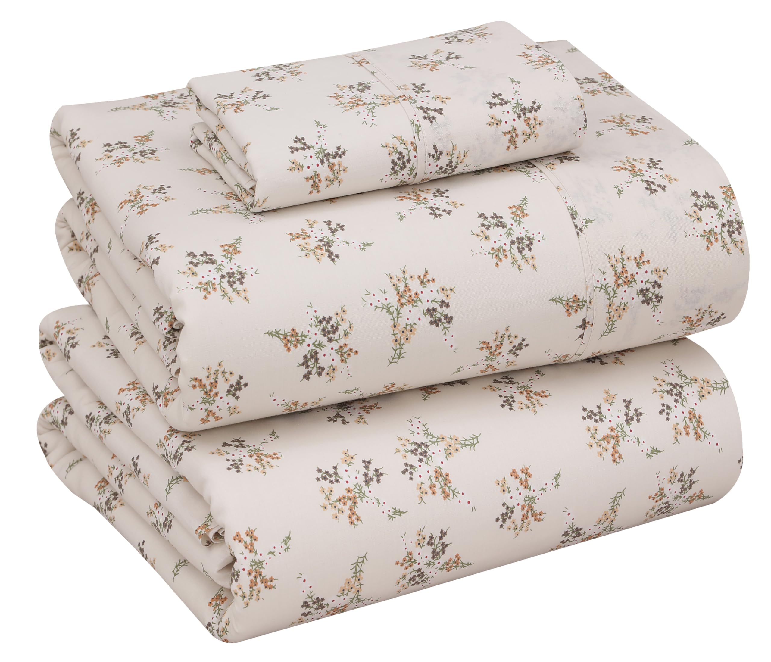RUVANTI 100% Cotton Twin XL Sheets, Percale Weave Twin XL Set, Twin Spring