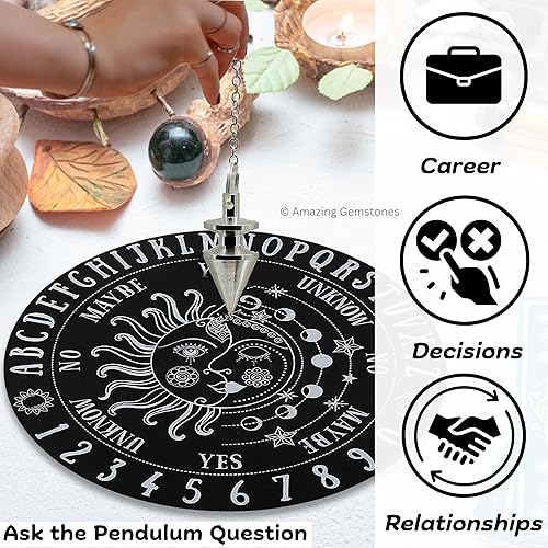 Miniatura 6 de Péndulos metafísicos de radiestesia de metal para adivinación, meditación y curación de Reiki, Metal, No es una piedra preciosa