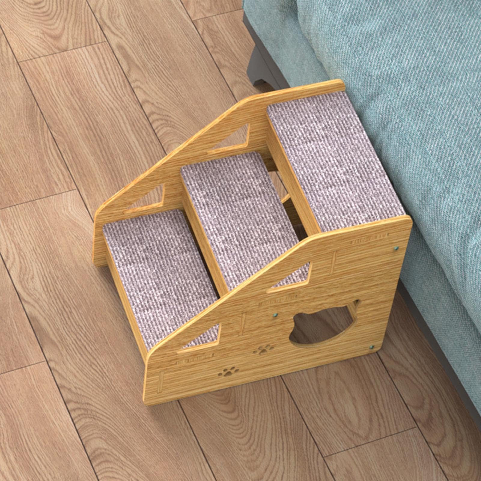 Scaletta da letto – gradini per cani a 3 gradini, rampa per cani in legno | rampa antiscivolo per cani, 40 x 35 x 30 cm, letto per auto, scale, divano letto alto