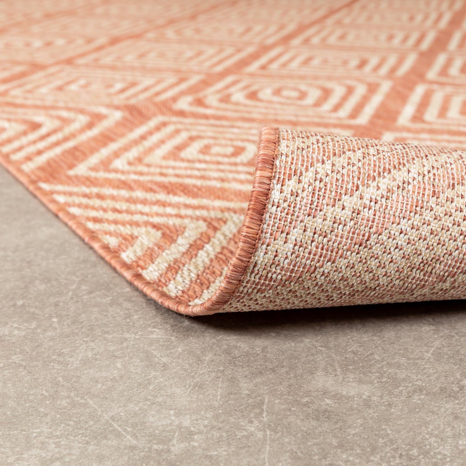 FRAAI | Home & Living Tapis d'extérieur - Brava Terracotta - 140x200 cm - Tapis Exterieur Resistant Pluie - Rectangulaire - Terrasse, Jardin, Balcon