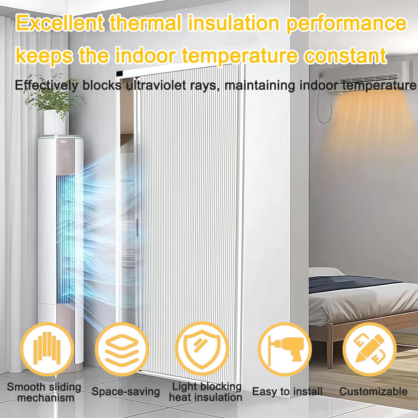 porte accordéon interieur, cloison de separation interieur 180cm, Porte Pliante accordéon, porte separation coulissante en nid d'abeille, pour salle de bain, chambre, buanderie, cuisine