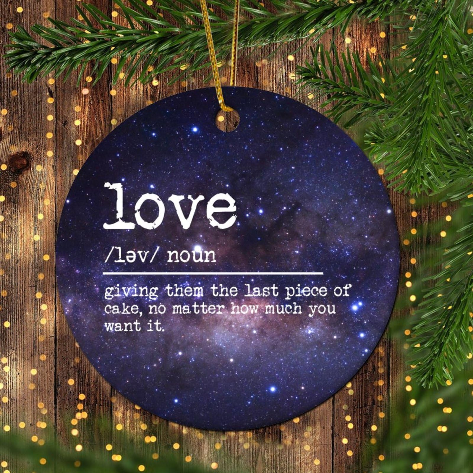 LITTLEGROVE SEEDS Love Definition Personalized Christmas Ornament 2023 Love Word Description Christmas Tree Ornaments Novelty Keepsake Gifts for Wedding Anniversary Holiday Pendants 3 Inch