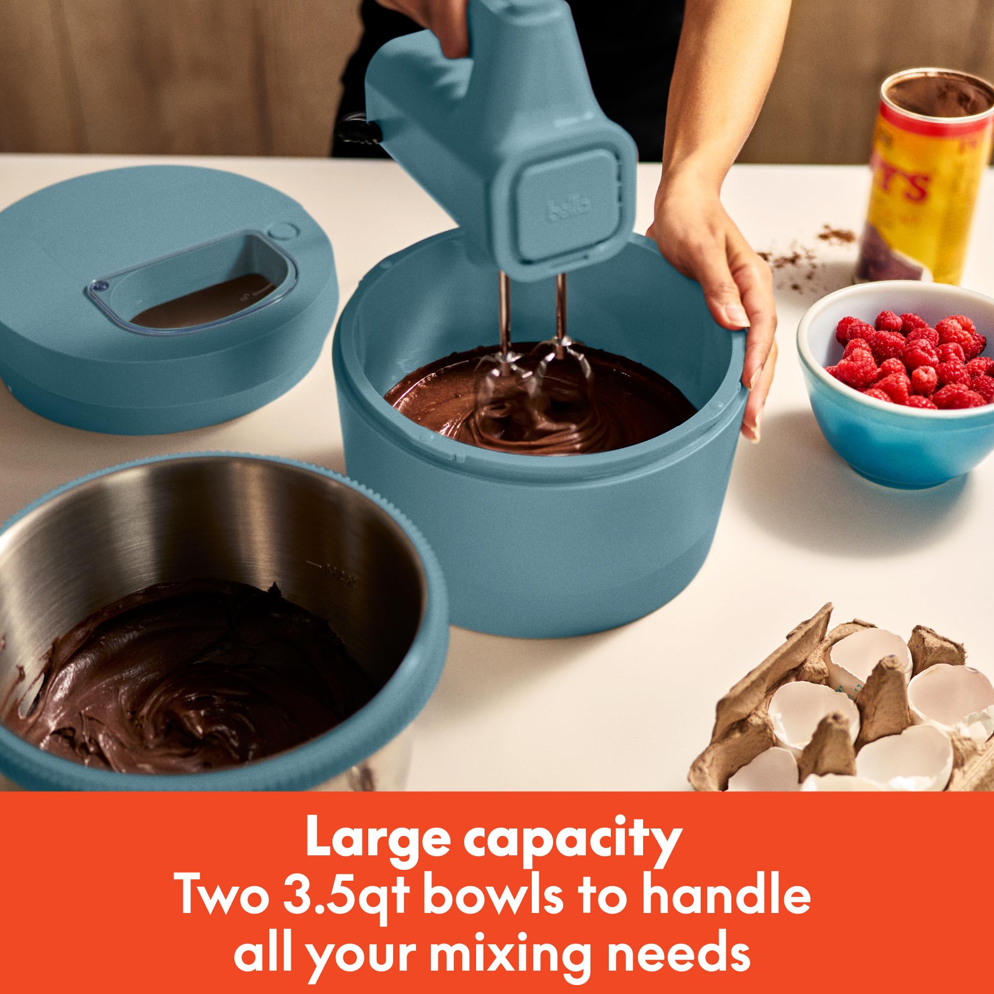 bella 3.5 Qt Hand & Stand Mixer, 2 in 1 Electric Mixer with Bowl, Surf view 4