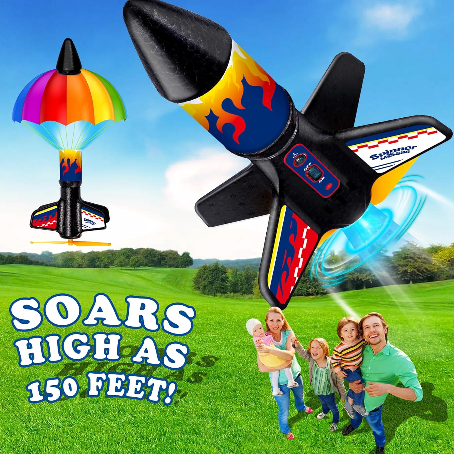 Rocket Launcher Model Rocket Kit, Ultra-High Flying Outdoor Toys, Black + Deformable RC Tank Car with Drift, Hand Gesture Control Dual-Mode, Lights, Spray & Music, 2.4GHz, Fighting Bullets, Kids 8-12