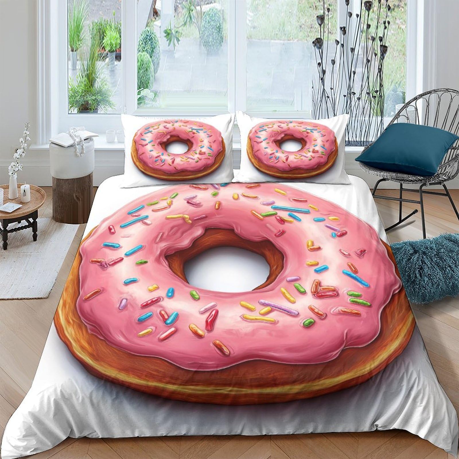Housse de couette dessert 3D 200x200 cm parure de lit microfibre ado