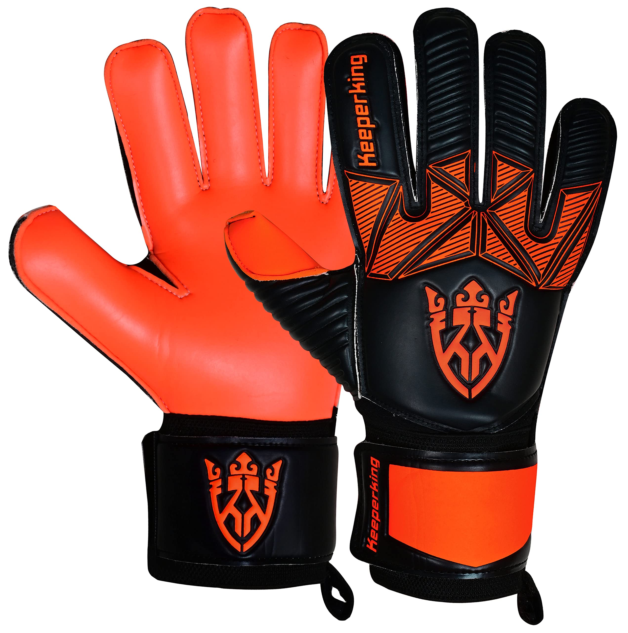 Keeperking - Guanti da portiere per bambini, ragazzi, adulti, senza salva dita, 4 mm, durevoli, in lattice, unisex