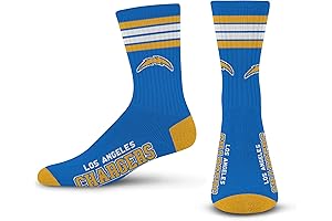 Los Angeles Chargers For Bare Feet 4-Stripe Deuce Performance Crew Socks