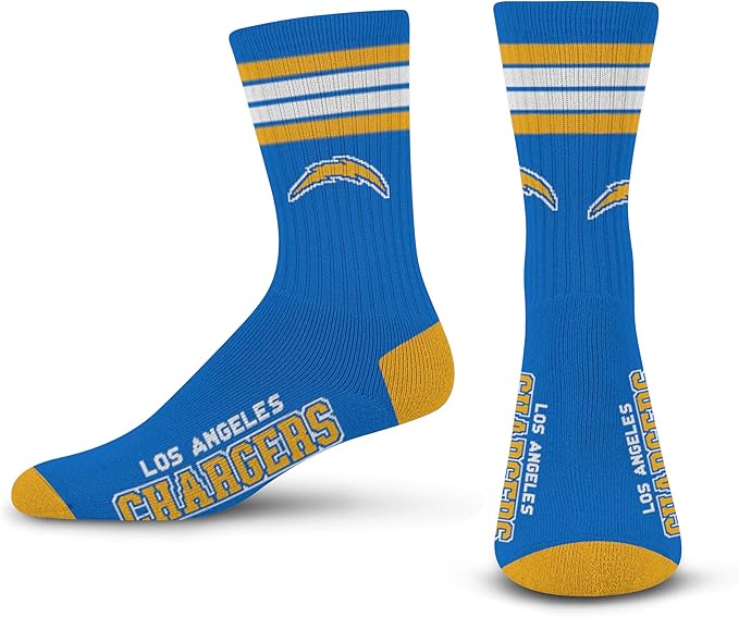 For Bare Feet Men's NFL 4-Stripe Deuce Performance Crew Socks