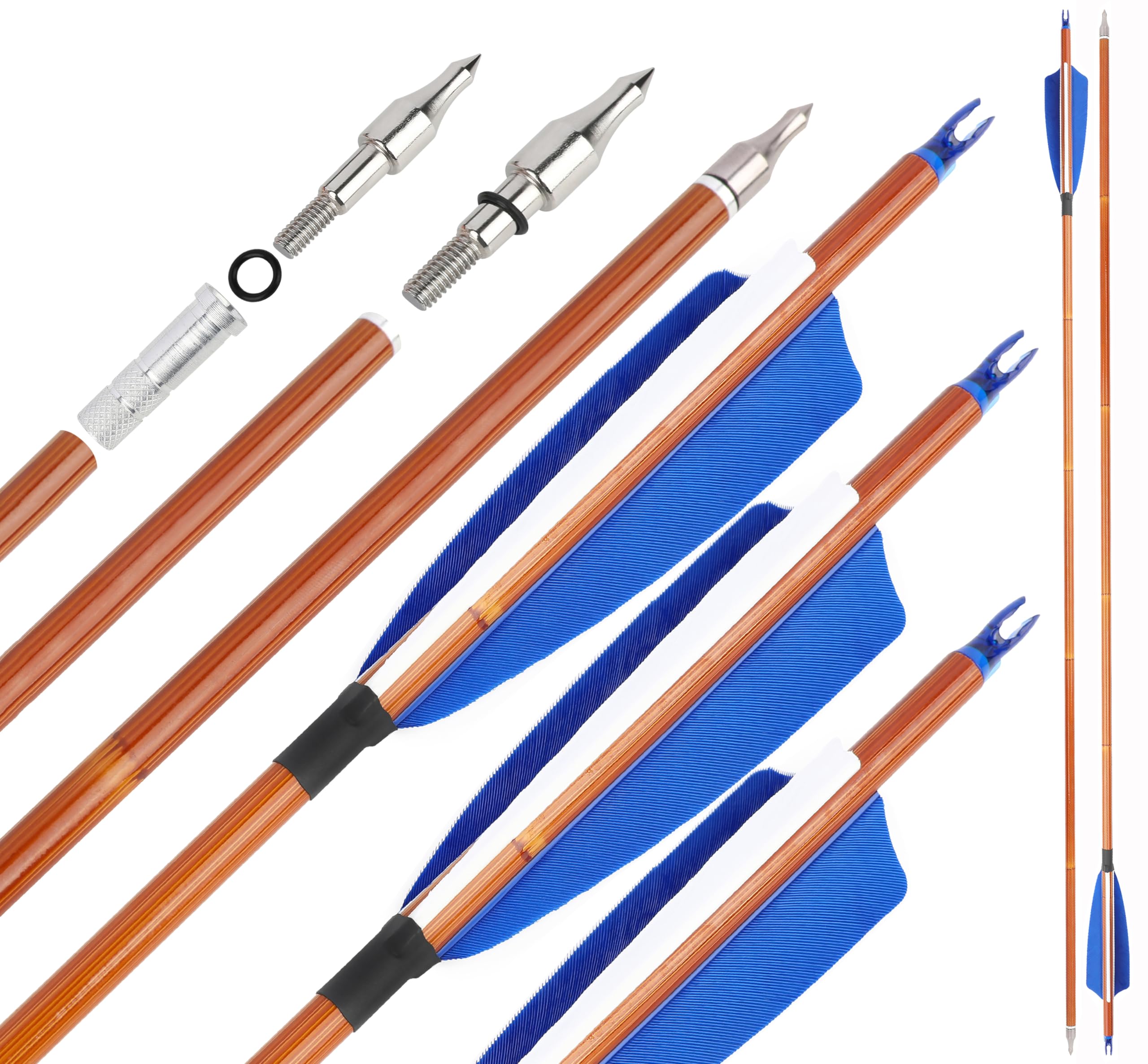 31" Flèches de tir à l'arc en Carbone,flèches d'entraînement, Spine 500 Flèches de Chasse avec Pointe de flèche remplaçable pour arcs à poulies et arcs Classiques,12/6PCS