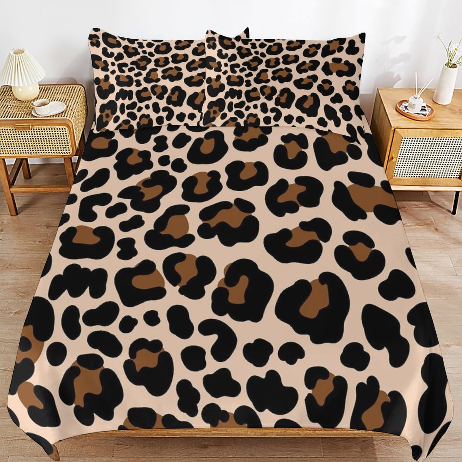 Amazon｜スリーピースベッド 豹柄 ヒョウ柄 ズンベッドカバー 掛け布団