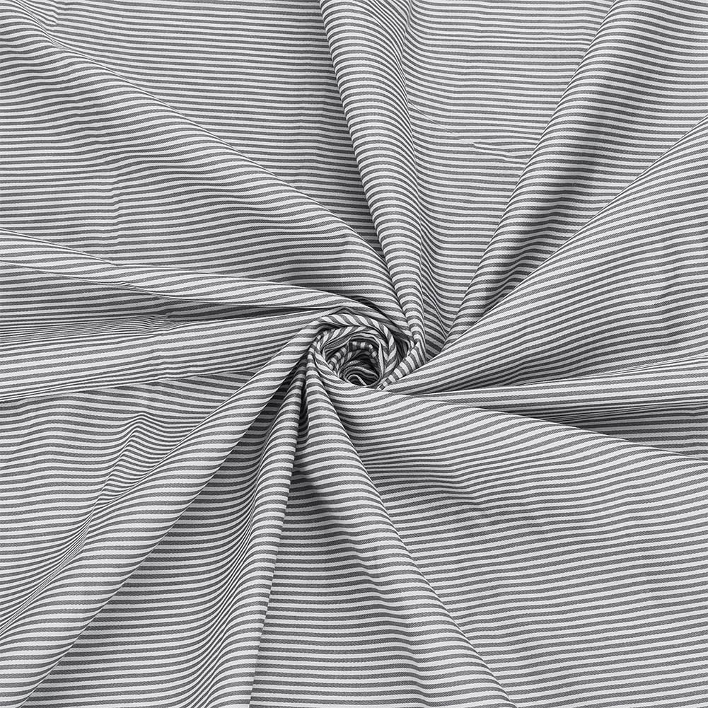 FINGERINSPIRE 1M Striped Cotton Fabric 1.6M Wide Light Gray White Versatile Sewing Fabric Strip Pattern Fabrics Crafting Cotton Material for DIY Crafts Dressmaking Home Decor