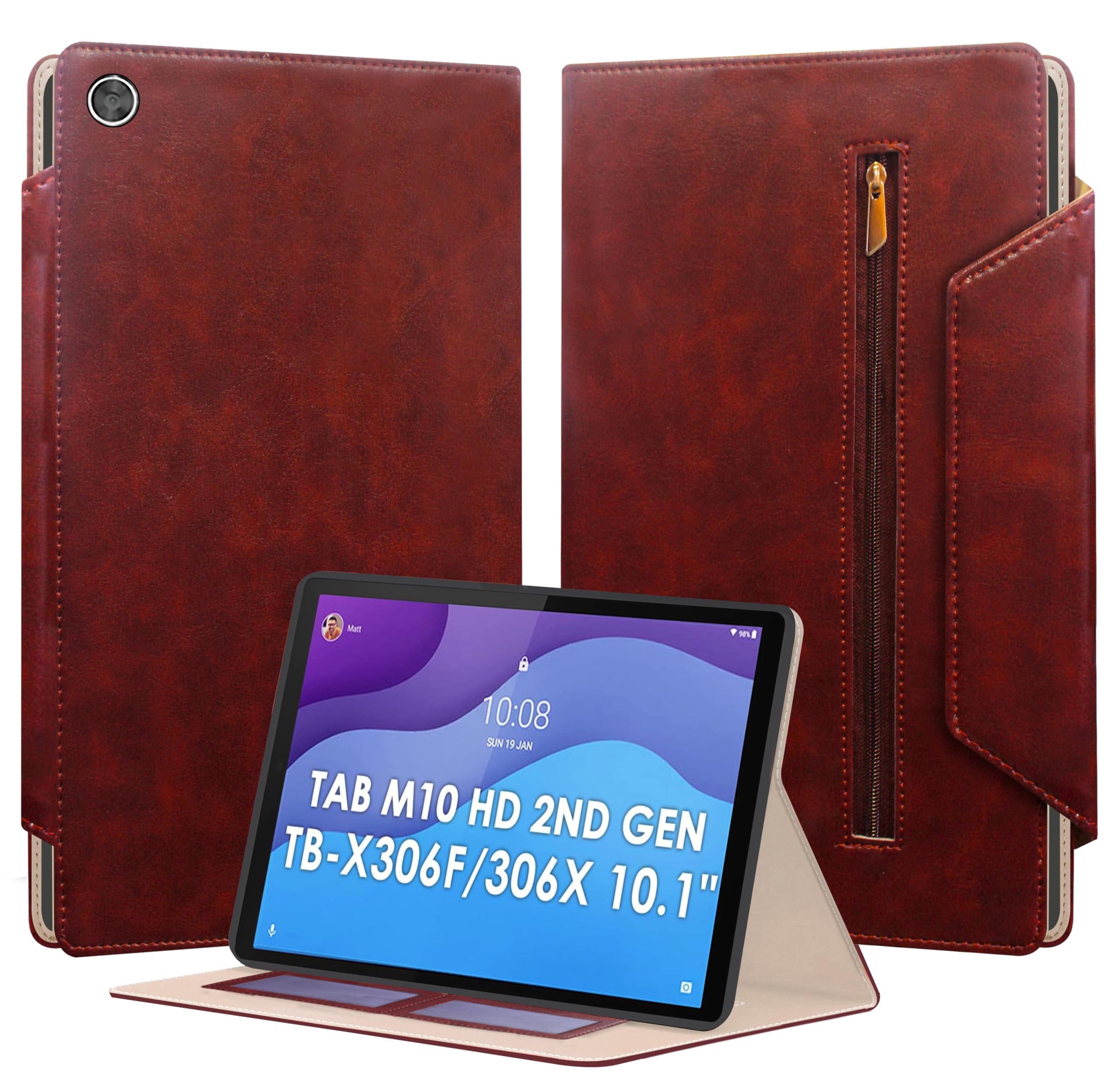 TGK Flip Case Cover for Lenovo Tab M10 HD 2nd Gen 10.1 inch TB-X306X TB-X306F with Front Pocket & Credit Card Slots (Wine Red) (B0CZJ7CCX5) Amazon Price History, Amazon Price Tracker