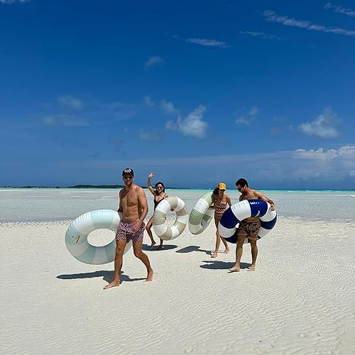 Miniatura 2 de FUNBOY Giant Vintage Stripe Inflatable Tube Pool Float with Cup Holder 48" Large Pool Float for Adults Inner Tube Swimming Pool Toys Swim Rings Pool