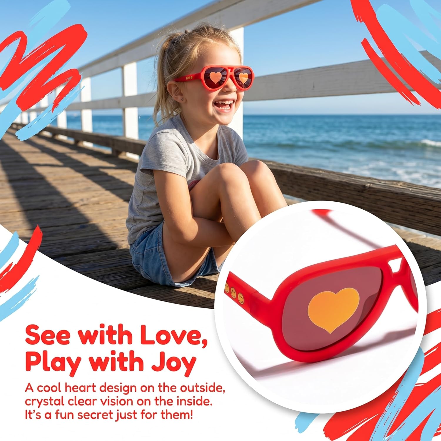 SMILEYWORLD Kids Sunglasses UV400 Protection Toddler Sunglasses, Flexible Fun Shades for Boys Girls 0-12