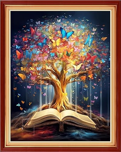 Miniatura 19 de Dimensean Kits de punto de cruz estampados, gama completa de patrones de bordado, kits de iniciación para principiantes y adultos, kits de punto