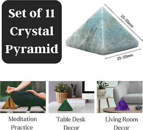 Miniatura 511 de Amazing Gemstone White Agate Snow Quartz Pyramid Crystal Healing Stones - 1" Great Pyramid Figurine of Natural Stone Pyramid for Meditation, Reiki