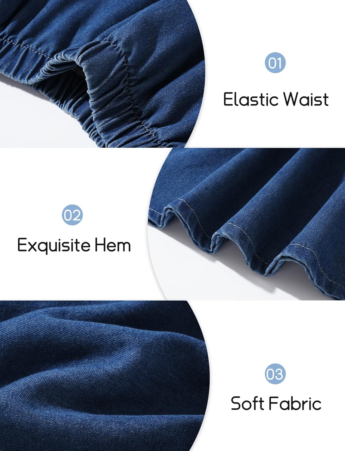 Girls Denim Skirt Elastic High Waist A Line Long Swing Ruffle Hem Casual Midi Jean Skirt for Kids 5-12Y - Image 5